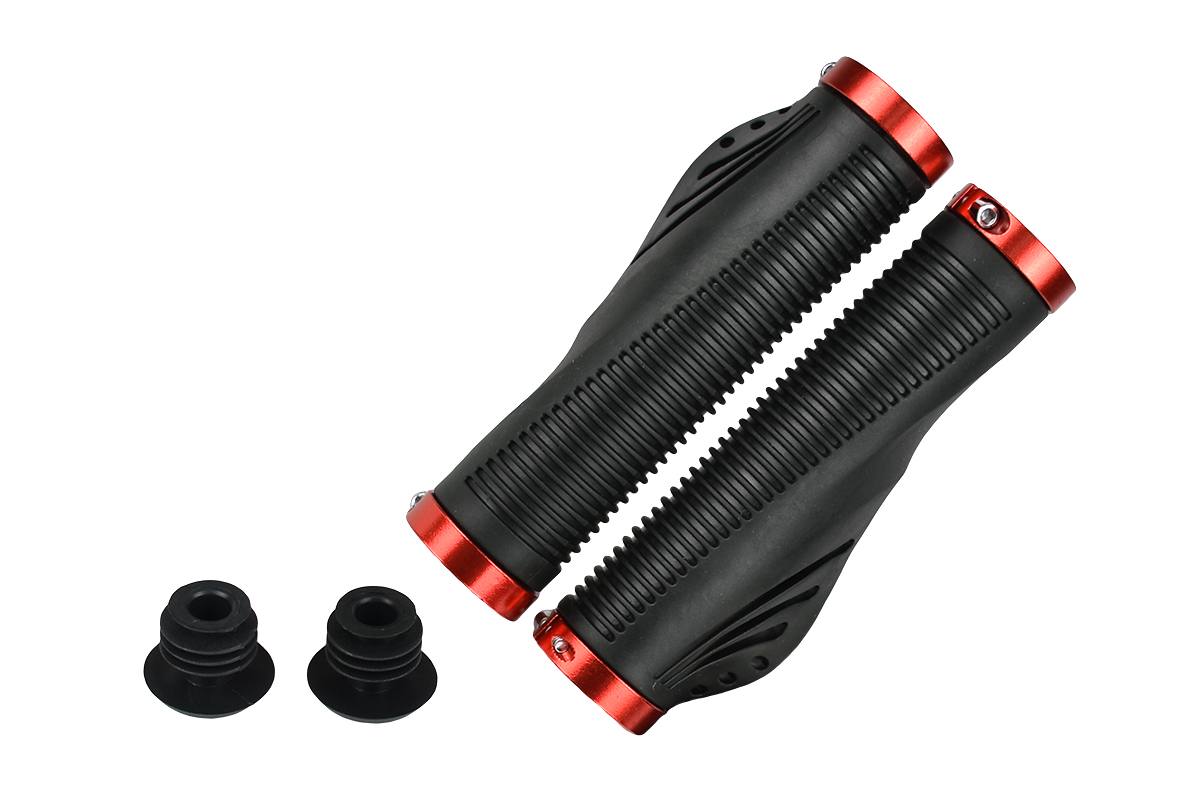 Грипсы MTB VDG8003 (ST-8003), 135мм, анатомические, с 2 грипстопами, под шестигранник, черно-красные Грипсы MTB VDG8003 (ST-8003), 135мм, анатомические, с 2 грипстопами, под шестигранник, черно-красные