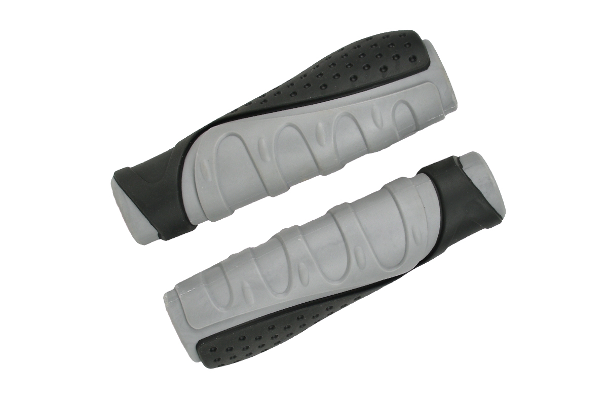 Грипсы MTB HL-G301 130mm, эргономические, резина, черно-серые Грипсы MTB HL-G301 130mm, эргономические, резина, черно-серые