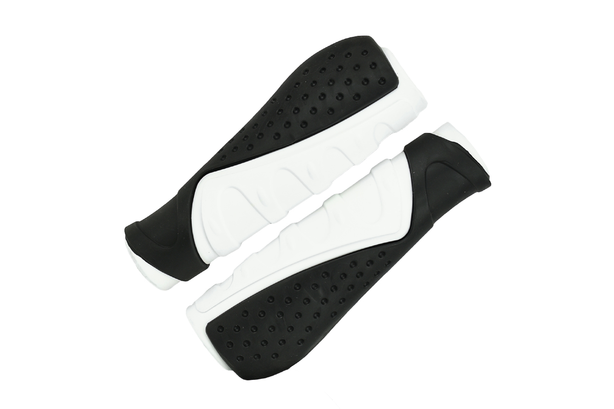 Грипсы MTB HL-G301 130mm, эргономические, резина, черно-белые Грипсы MTB HL-G301 130mm, эргономические, резина, черно-белые